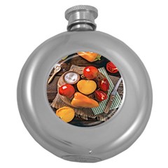 Tomatoes And Bell Pepper - Italian Food Round Hip Flask (5 Oz) by ConteMonfrey