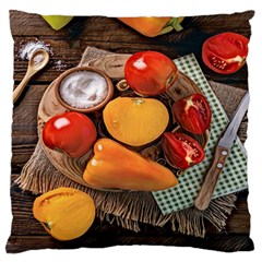 Tomatoes And Bell Pepper - Italian Food Large Cushion Case (one Side) by ConteMonfrey