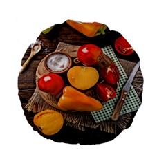 Tomatoes And Bell Pepper - Italian Food Standard 15  Premium Flano Round Cushions by ConteMonfrey