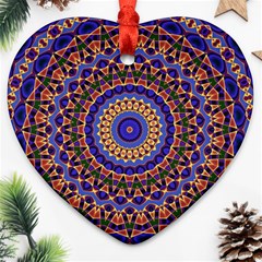 Mandala Kaleidoscope Background Heart Ornament (two Sides) by Wegoenart