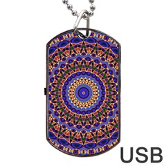 Mandala Kaleidoscope Background Dog Tag Usb Flash (one Side) by Wegoenart