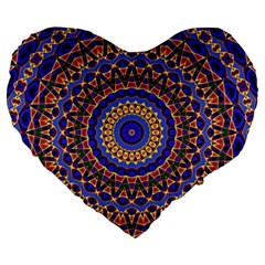 Mandala Kaleidoscope Background Large 19  Premium Flano Heart Shape Cushions by Wegoenart