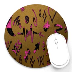 Doodles,gold Round Mousepads by nateshop