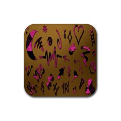 Doodles,gold Rubber Coaster (square) by nateshop