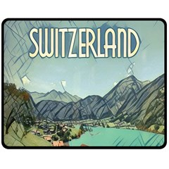 Lake Lungern - Switzerland Double Sided Fleece Blanket (medium)  by ConteMonfrey