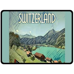 Lake Lungern - Switzerland Double Sided Fleece Blanket (large)  by ConteMonfrey