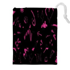 Doodles-black Drawstring Pouch (5xl) by nateshop