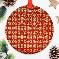 Gold-red Flower Ornament (round) by nateshop