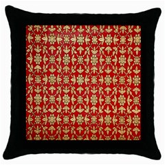 Gold-red Flower Throw Pillow Case (black) by nateshop