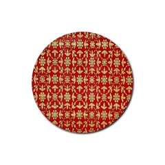 Gold-red Flower Rubber Coaster (round)