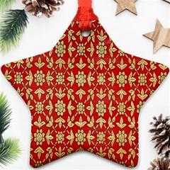 Gold-red Flower Star Ornament (two Sides) by nateshop