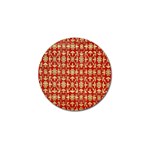 Gold-red Flower Golf Ball Marker (4 pack) Front