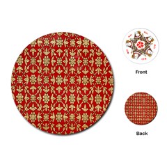 Gold-red Flower Playing Cards Single Design (round) by nateshop