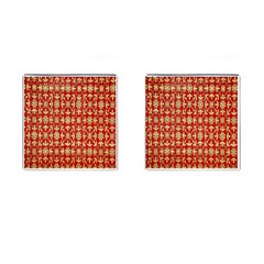 Gold-red Flower Cufflinks (square) by nateshop