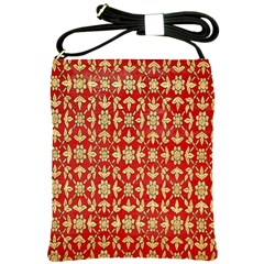 Gold-red Flower Shoulder Sling Bag by nateshop