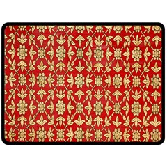 Gold-red Flower Fleece Blanket (large)  by nateshop