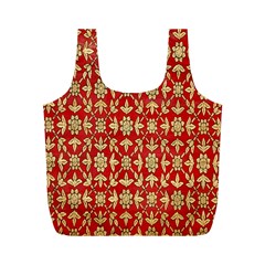 Gold-red Flower Full Print Recycle Bag (m) by nateshop