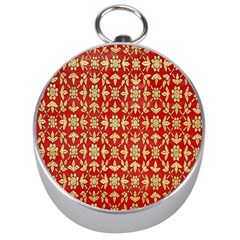 Gold-red Flower Silver Compasses by nateshop