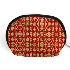 Gold-red Flower Accessory Pouch (medium) by nateshop