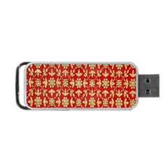 Gold-red Flower Portable Usb Flash (one Side) by nateshop