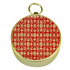 Gold-red Flower Gold Compasses by nateshop