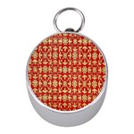 Gold-red Flower Mini Silver Compasses Front