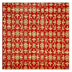 Gold-red Flower Square Satin Scarf (36  X 36 ) by nateshop