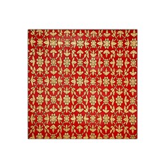 Gold-red Flower Satin Bandana Scarf 22  X 22  by nateshop