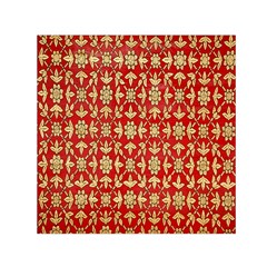 Gold-red Flower Square Satin Scarf (30  X 30 ) by nateshop