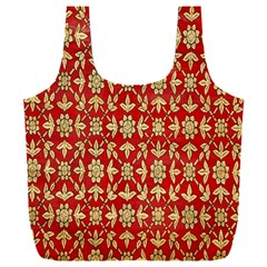 Gold-red Flower Full Print Recycle Bag (xxxl) by nateshop