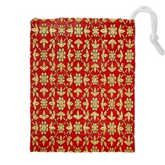 Gold-red Flower Drawstring Pouch (5xl) by nateshop