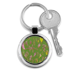 Green Yes Pink Key Chain (round) by nateshop