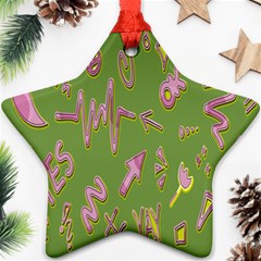 Green Yes Pink Star Ornament (two Sides) by nateshop