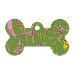 Green Yes Pink Dog Tag Bone (one Side)