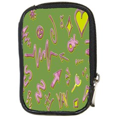 Green Yes Pink Compact Camera Leather Case by nateshop