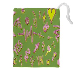 Green Yes Pink Drawstring Pouch (5xl) by nateshop