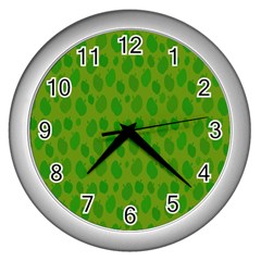 Green-apples Wall Clock (silver) by nateshop