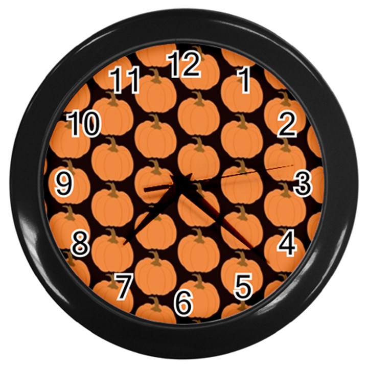 Black And Orange Pumpkin Wall Clock (Black)