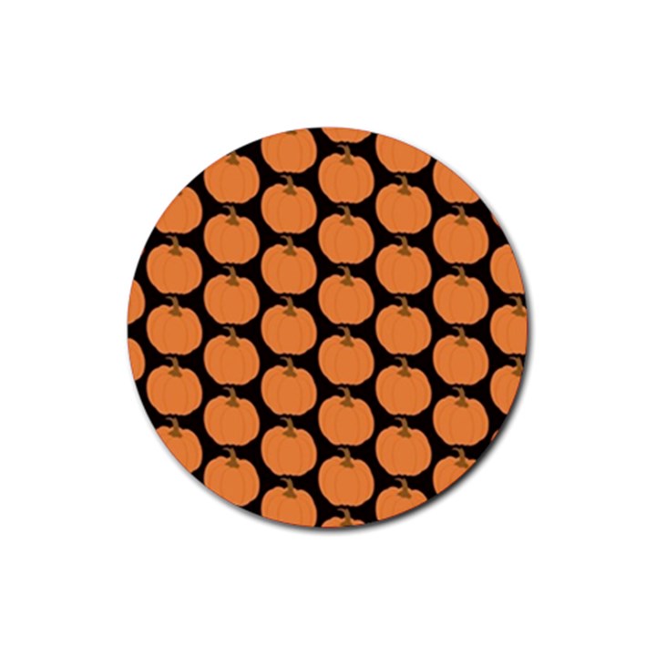 Black And Orange Pumpkin Rubber Coaster (Round)