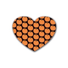 Black And Orange Pumpkin Rubber Coaster (Heart)