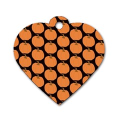 Black And Orange Pumpkin Dog Tag Heart (One Side)