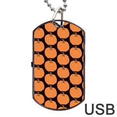 Black And Orange Pumpkin Dog Tag USB Flash (One Side)