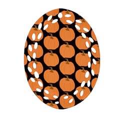 Black And Orange Pumpkin Oval Filigree Ornament (Two Sides)