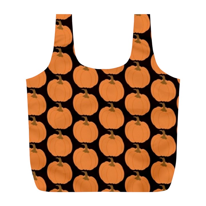 Black And Orange Pumpkin Full Print Recycle Bag (L)