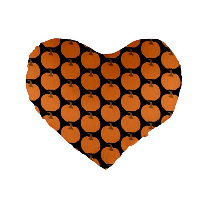 Black And Orange Pumpkin Standard 16  Premium Flano Heart Shape Cushions