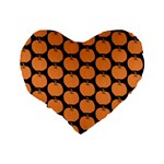 Black And Orange Pumpkin Standard 16  Premium Flano Heart Shape Cushions Back