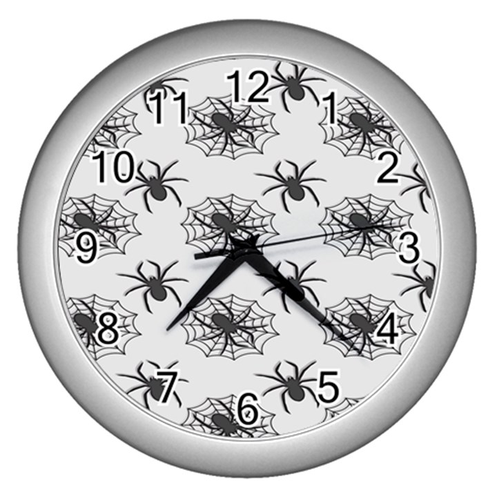 Spider Web - Halloween Decor Wall Clock (Silver)