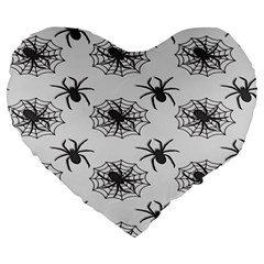 Spider Web - Halloween Decor Large 19  Premium Heart Shape Cushions by ConteMonfrey