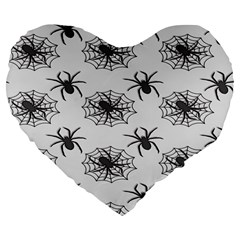 Spider Web - Halloween Decor Large 19  Premium Flano Heart Shape Cushions by ConteMonfrey