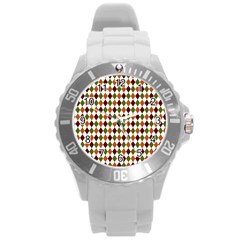 Halloween Palette Plaids   Round Plastic Sport Watch (l) by ConteMonfrey